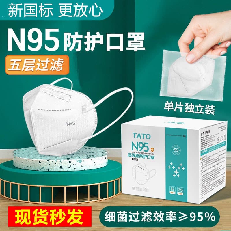 N95 Mask Five-Layer Protection Adult 3D Dust Breathable Industrial Dust Disposable Non-Tight Ear KN95