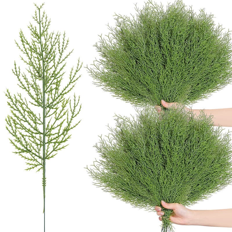 Cross-border Green Artificial Pine Branches Plastic Simulated Fake Greenery Home Ornaments DIY Christmas Wreath Decoration Wedding