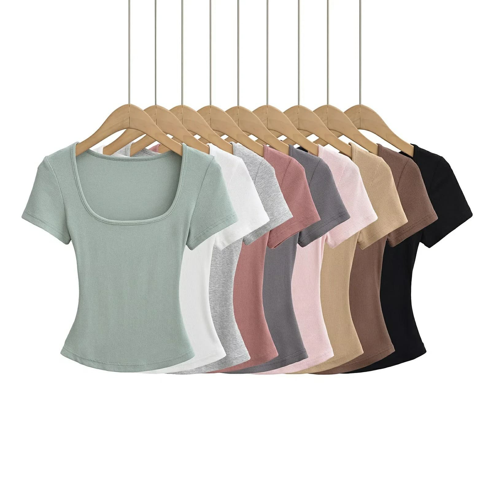 Sexy Solid Color Deep V-Neck Short Sleeve T-Shirt for Women 2024 Summer New Tight Fitted Waist Slimming Versatile T-Shirt Top Wholesale