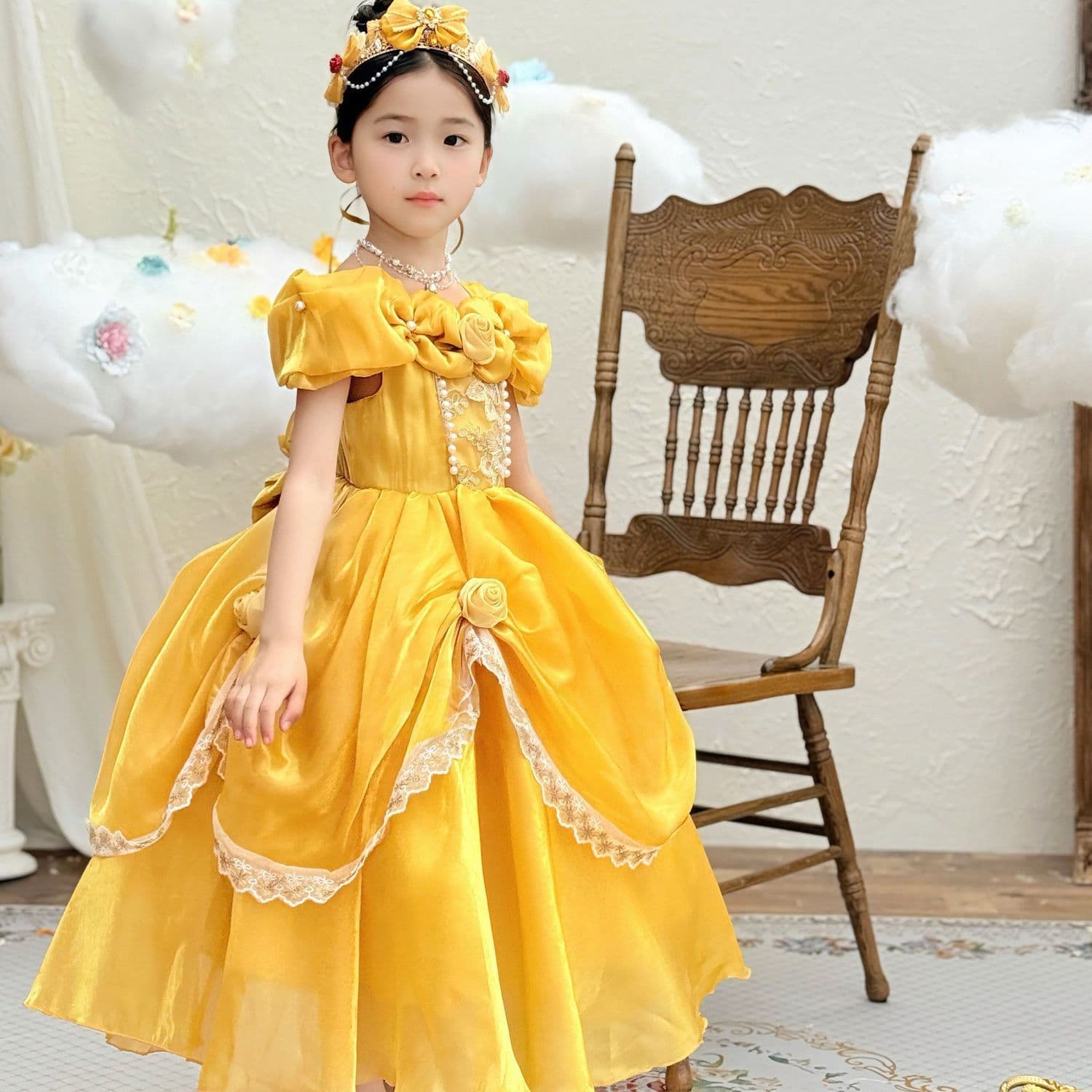 Girls Belle Princess Dress Disney Beauty and the Beast Children's Birthday Gown Tutu Dress