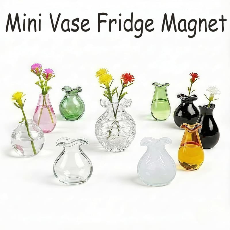 Cross-border mini vase refrigerator magnet miniature glass vase magnet glass magnetic vase cat whisker vase
