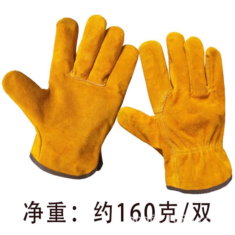 Cowhide Driver Work Gloves Wholesale Labor Protection Anti-Slip Heat-Resistant Spark-Proof Wear-Resistant for Work Gaozhou