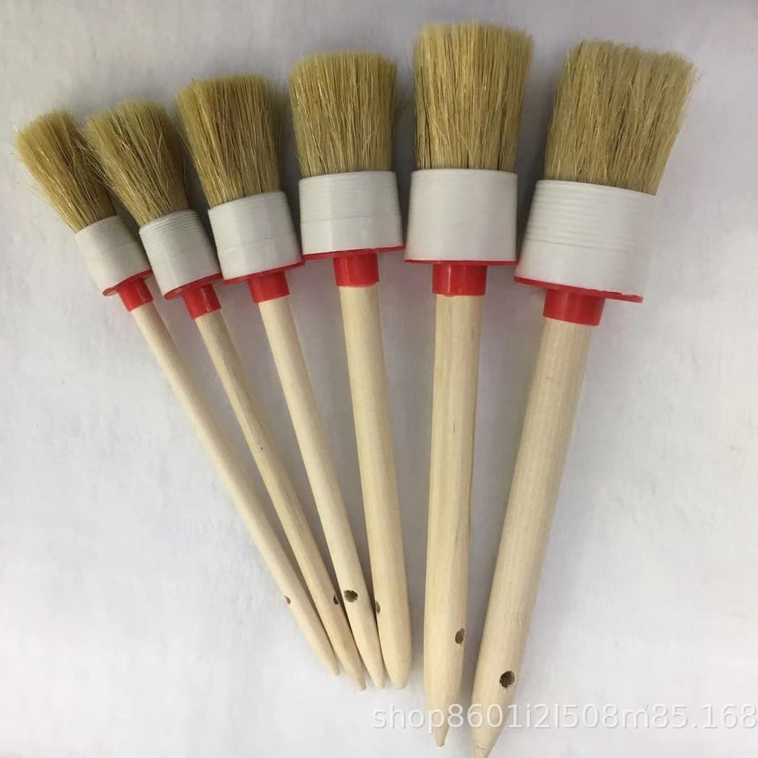 Car Wash Brush Detail Brush Bristle Paint Brush Hog Bristle Brush Birch Handle Brush Round Head Paint Brush Bristle Brush