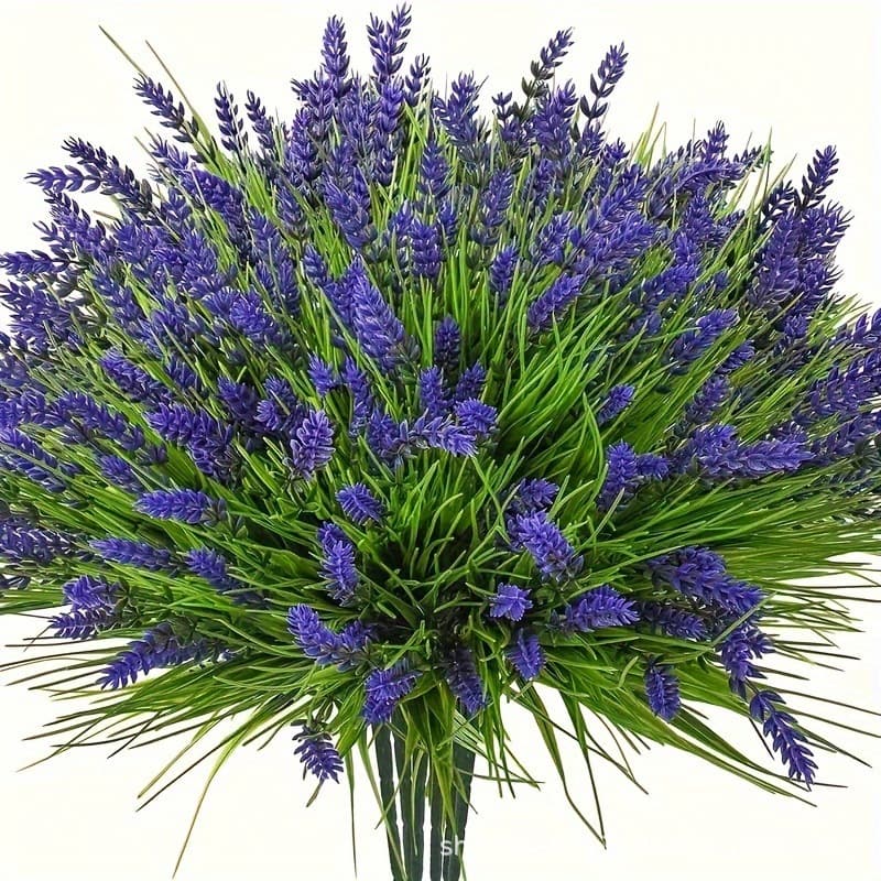 Amazon cross-border simulated 7-fork lavender artificial flower spring grass lavender decoration dining table artificial flower and grass decoration