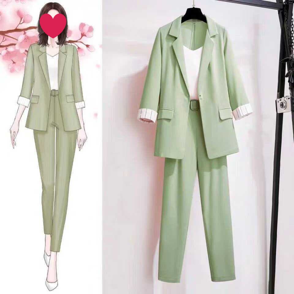 Plus Size Women's Business Suit Set 2026 New Spring/Autumn Age-Defying Fashionable Slimming Stylish Three-Piece Blazer Set