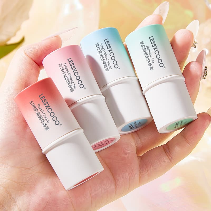 LESSXCOCO Solid Perfume Balm, White Peach Oolong Aroma Light Scent for Female Students, Compact Portable Wholesale