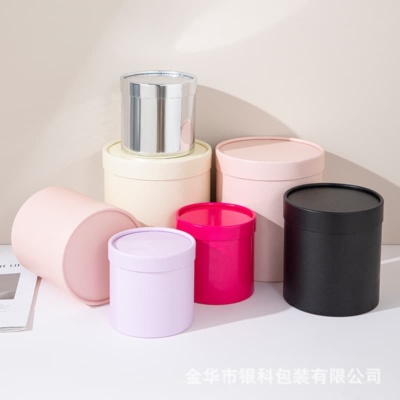 Preserved flower hug bucket large, medium and small round flower arrangement bucket black and white pink small cylinder floral gift packaging empty box