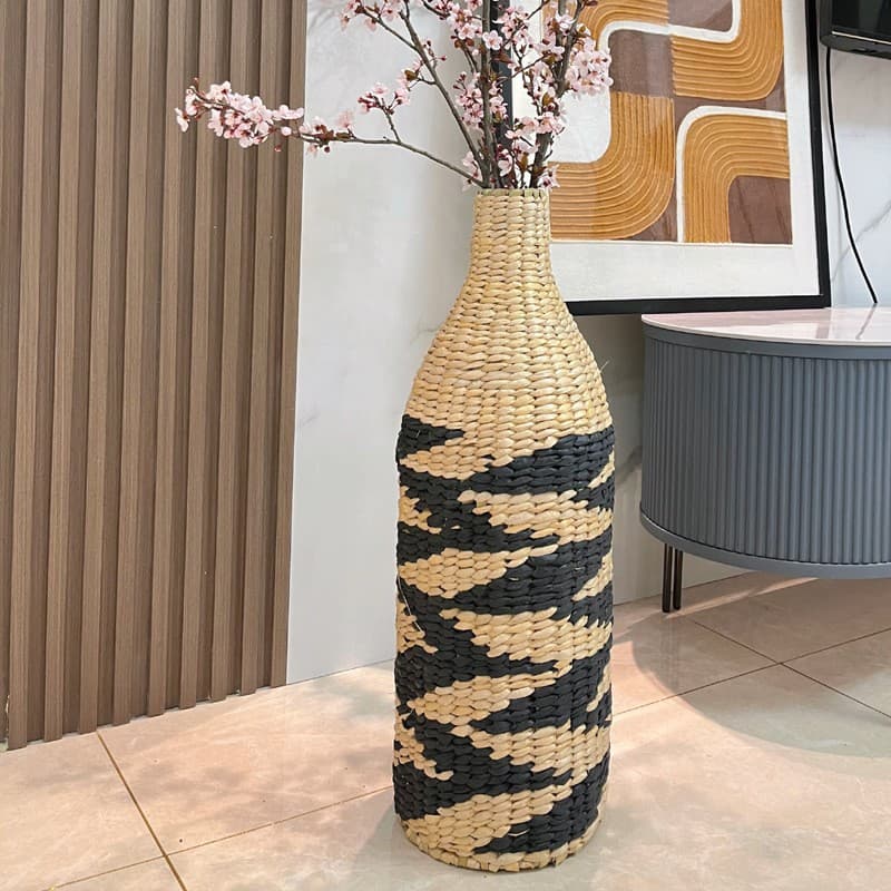 ins Wind Straw Vase Japanese Style Rattan Dried Flower Flower Arrangement Vase Reed Flower Arrangement Home Living Room Decoration Ornaments