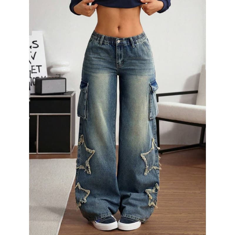 D 23974 Girls' Loose Jeans for Cross-border Sales on AliExpress and Amazon