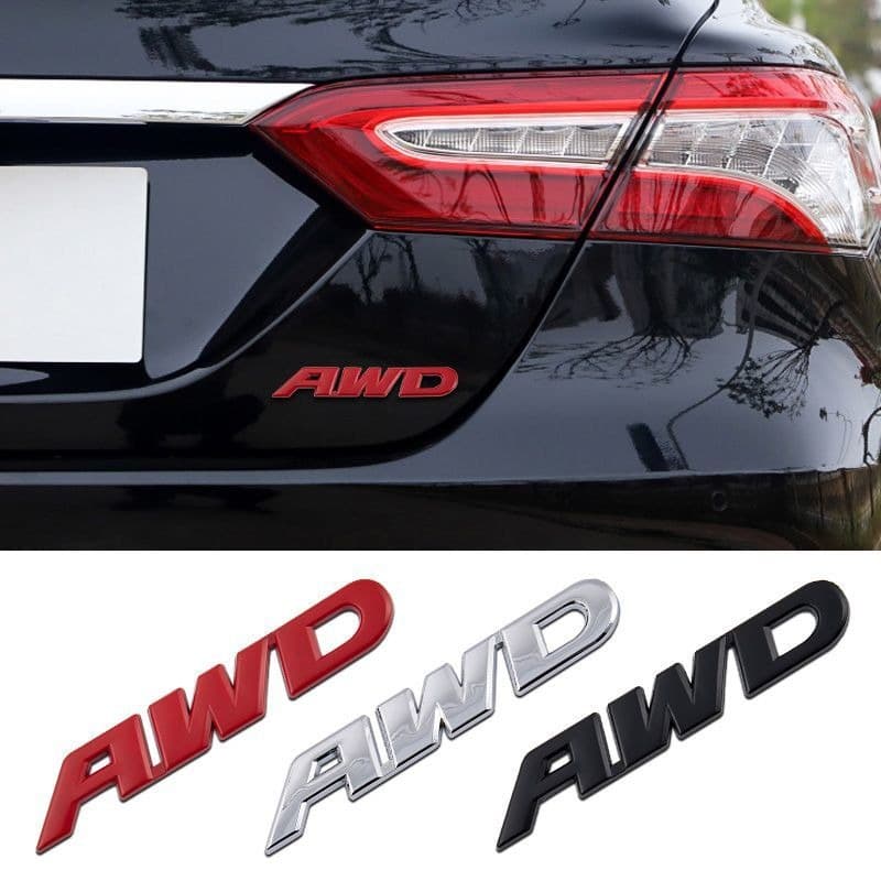 Car AWD Badge Sticker 3D Metal Emblem Decal for Tailgate, Creative AWD Decoration