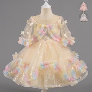 New Cross-Border Girls' Tulle Cape Birthday Runway Evening Dress Children's Princess Tutu Performance Dress