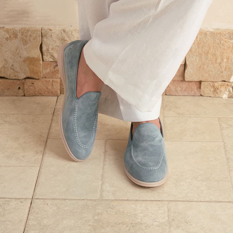 Commuter Lazy British Style Slip-On Men's Suede Leather Shoes Loafers Driving Shoes Lightweight Casual Old Money Style