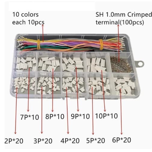 SH1.0 connector kit pre-crimped cable compatible adapter for FPV drone flight controllers