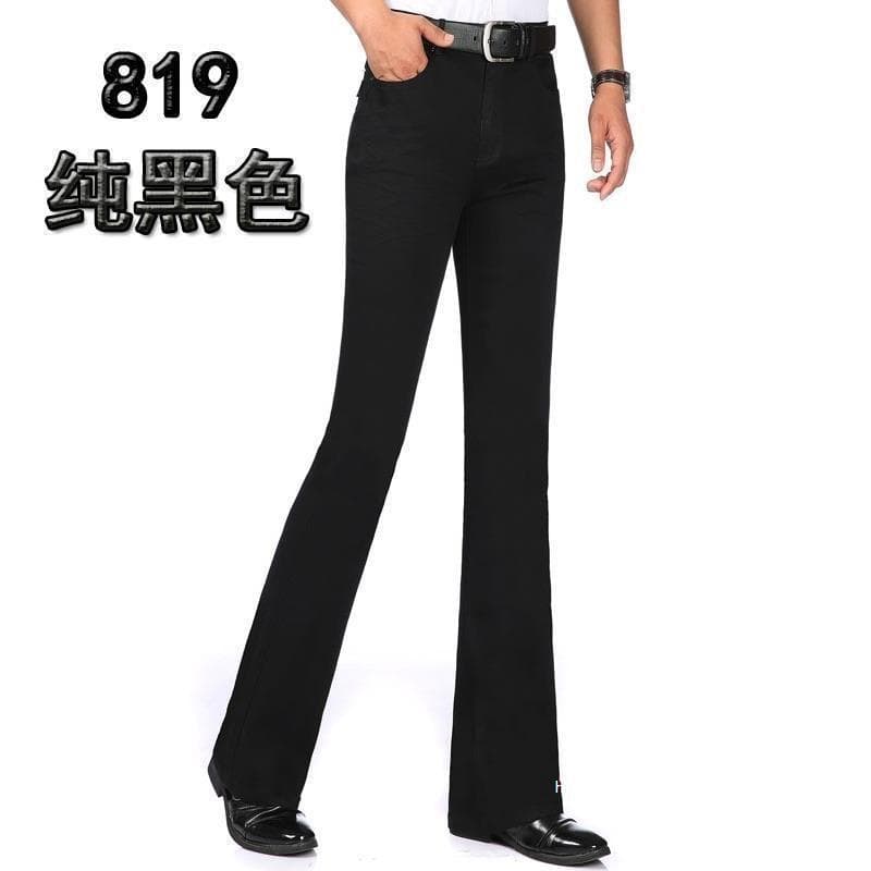 80s Flare Pants Big Men's High Waist Stretch Pants Men's Retro Micro-flared Jeans Dance Pants Free Shipping
