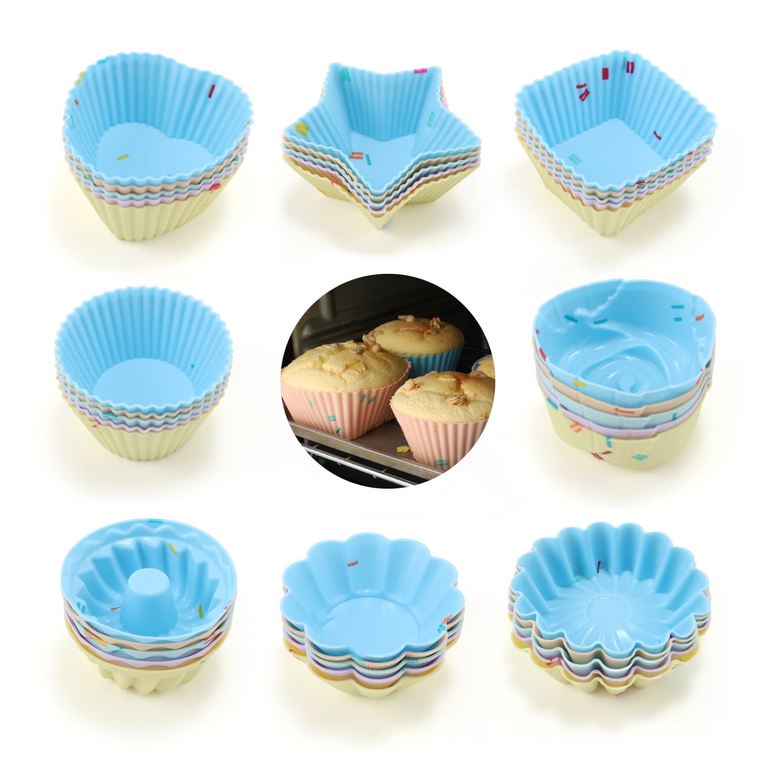 Baking Mold Silicone Cake Cup Muffin Cup Cake Pad Donut Mold Silicone Muffin Cup 5 Pack