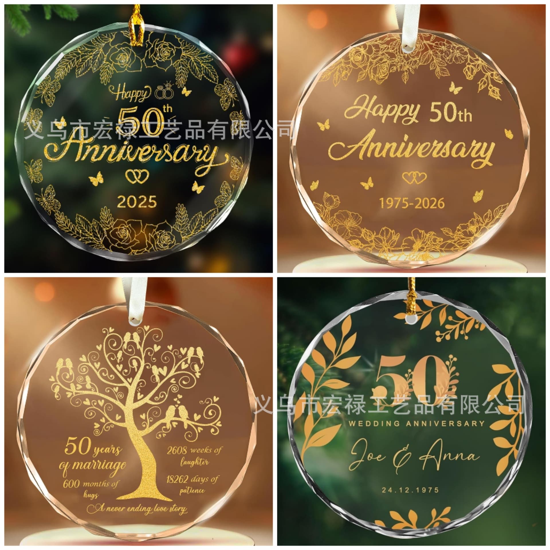 Cross-Border Crystal Glass Pendant Ruby Anniversary Souvenir for Couple Wife Husband Anniversary Wedding Gift