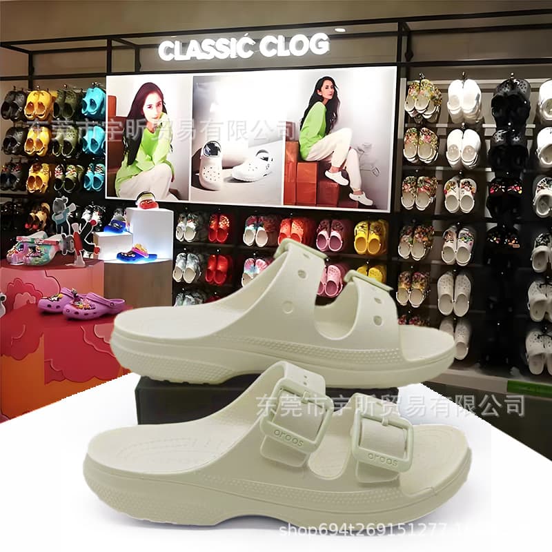 Cross New Zizai Sandals Women's Summer Flat Double Strap Flip Flops Anti-Slip Breathable Outdoor Sandals Men