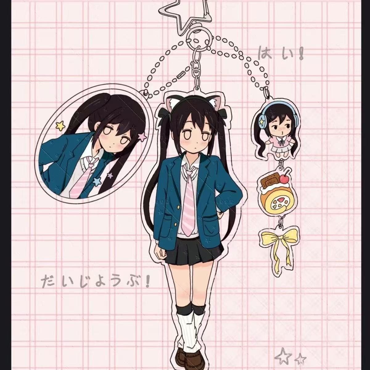 New Anime Peripheral Light Music Girl Hiratsuka Yui Akiyama Mio Acrylic Keychain Cute School Bag Pendant Decoration