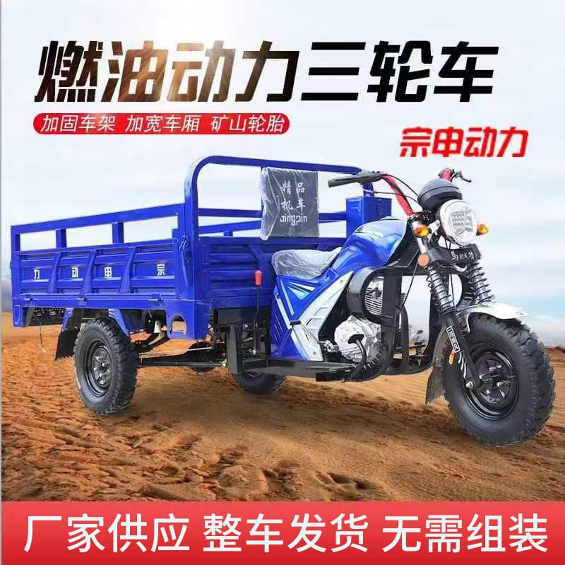 Export Gasoline Three-Wheeled Motorcycle Zongshen Engine Fuel Vehicle Cargo Agricultural Dump Tricycle
