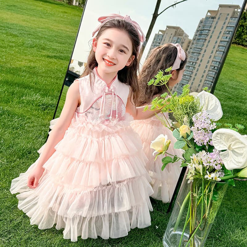 Foreign Trade 2026 Summer New Girls' Chinese Style Vest Dress Children's Korean Style Trendy New Chinese Style Princess Dress