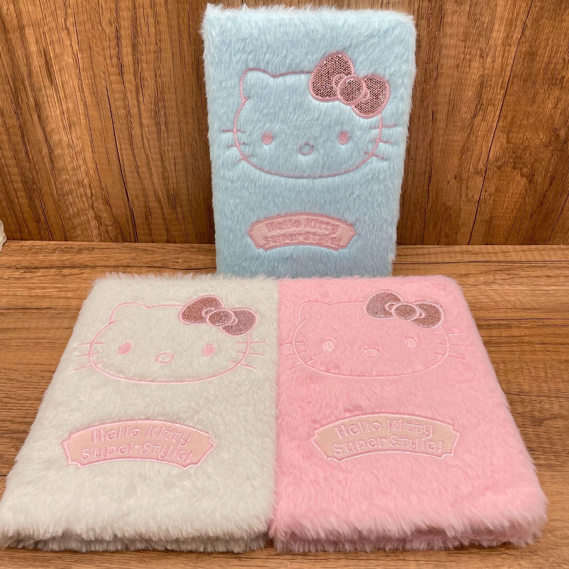 Cute bow cat plush notebook notebook notepad fluffy high-looking cat horizontal line stationery prizes