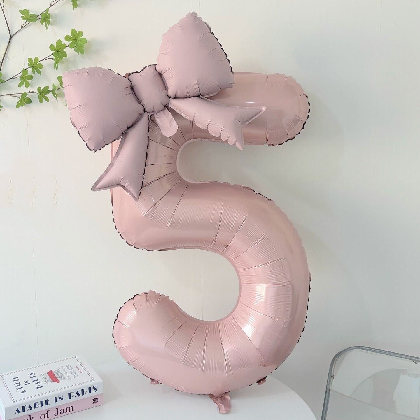 Ballet Bow Pink Large Number Balloon Birthday Decoration for Kids' First Birthday Party Atmosphere Photo Prop