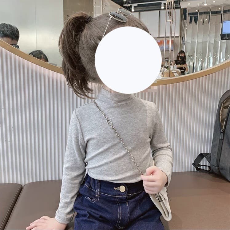 Girls' Autumn/Winter Wear Versatile Long Sleeve Base Layer Girls' Autumn Stylish Top T-Shirt Children's Clothing Autumn Style High Neck t0167