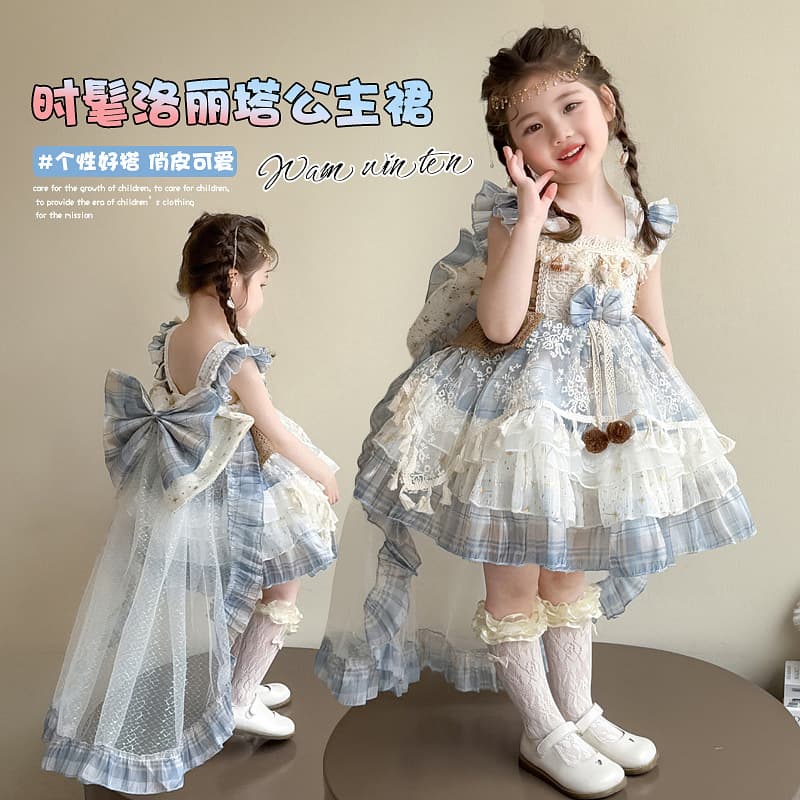 Girls dress summer dress 2025 new style children's Lolita princess dress girl summer puffy gauze skirt