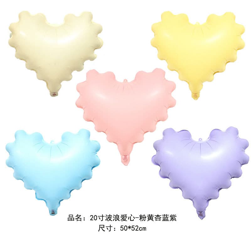 Trendy Wavy Heart Aluminum Foil Balloons for Store Opening, Birthday Events, Atmosphere, National Day Decoration, Scene Setup Balloons