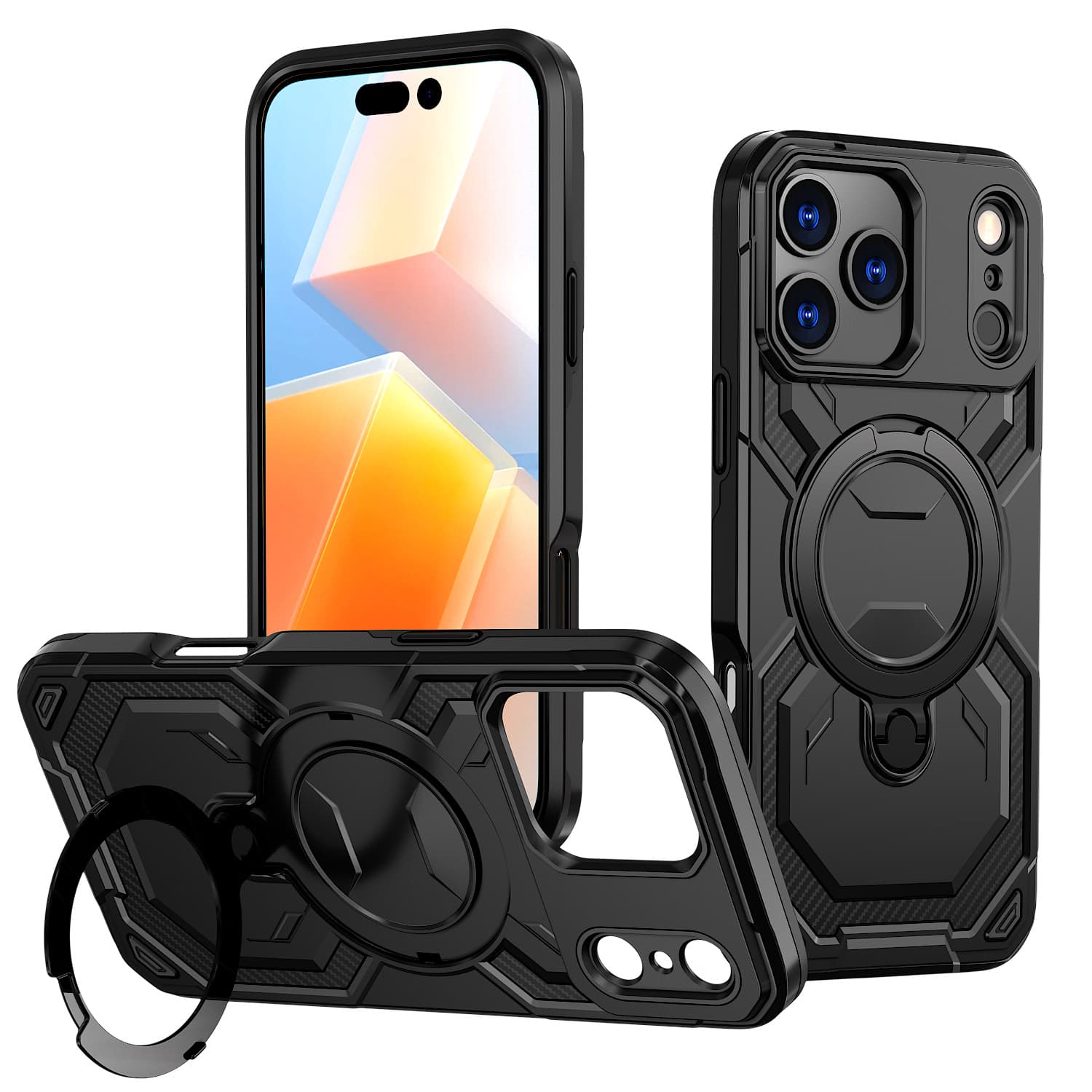 Compatible with iPhone 17 Pro Max phone case, iPhone 16e magnetic 15 Pro bracket 14 shockproof 13 protective cover 11