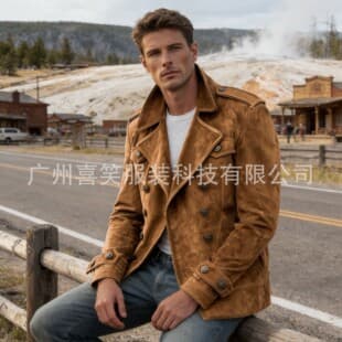 2026 New Men's Retro Lapel Suede Jacket, Autumn/Winter Casual Coat with Multiple Pockets, Trendy Workwear Style