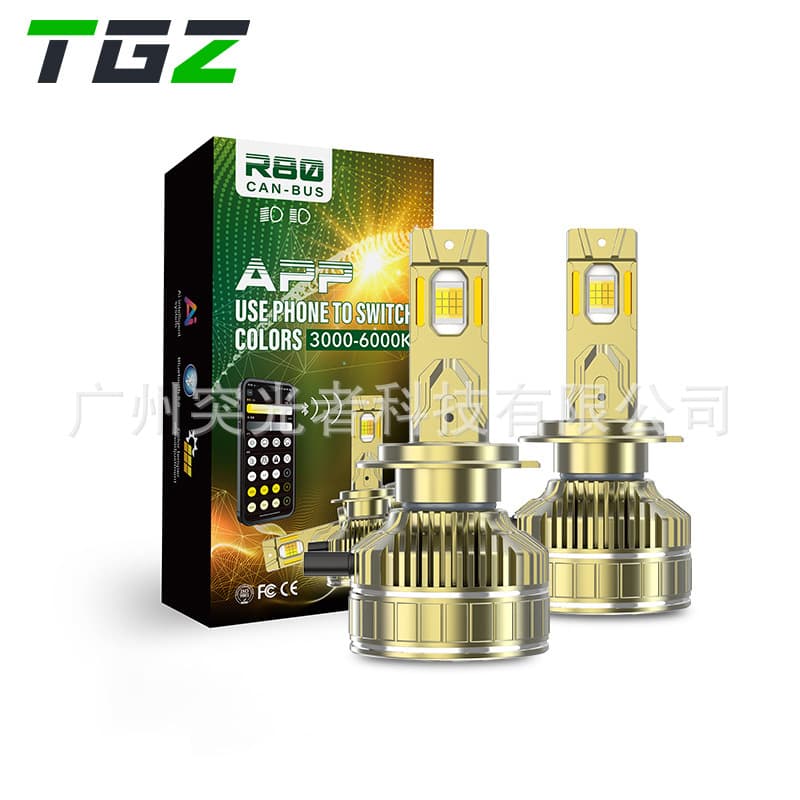 TGZ New LED Headlight Smart APP RGB Laser Car Headlight 9-36V Dual Copper Tube Wide Voltage