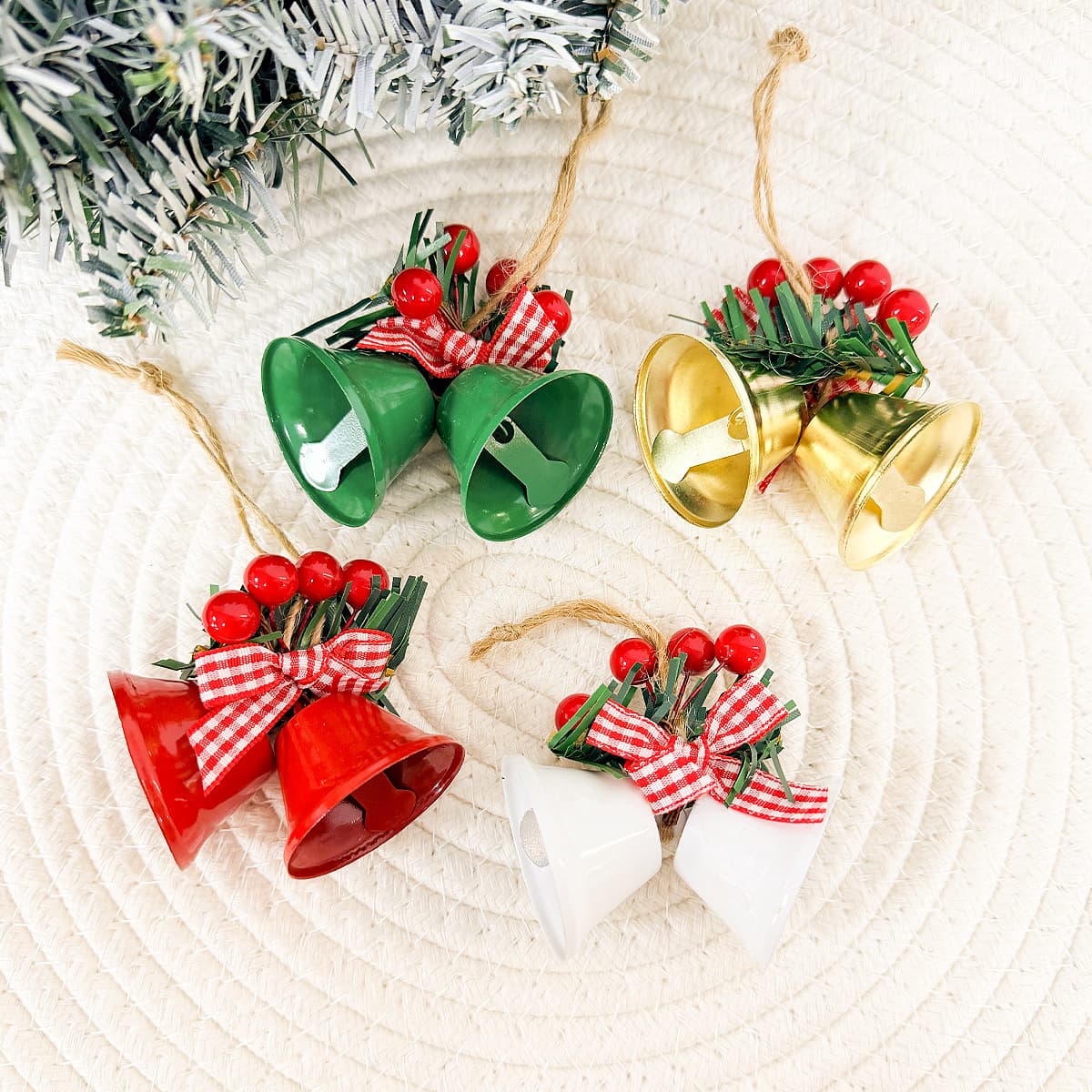 Christmas Holiday Decoration Double Trumpet Bell, Window Christmas Tree Pendant, Handmade DIY Accessories Metal Bell Hanging