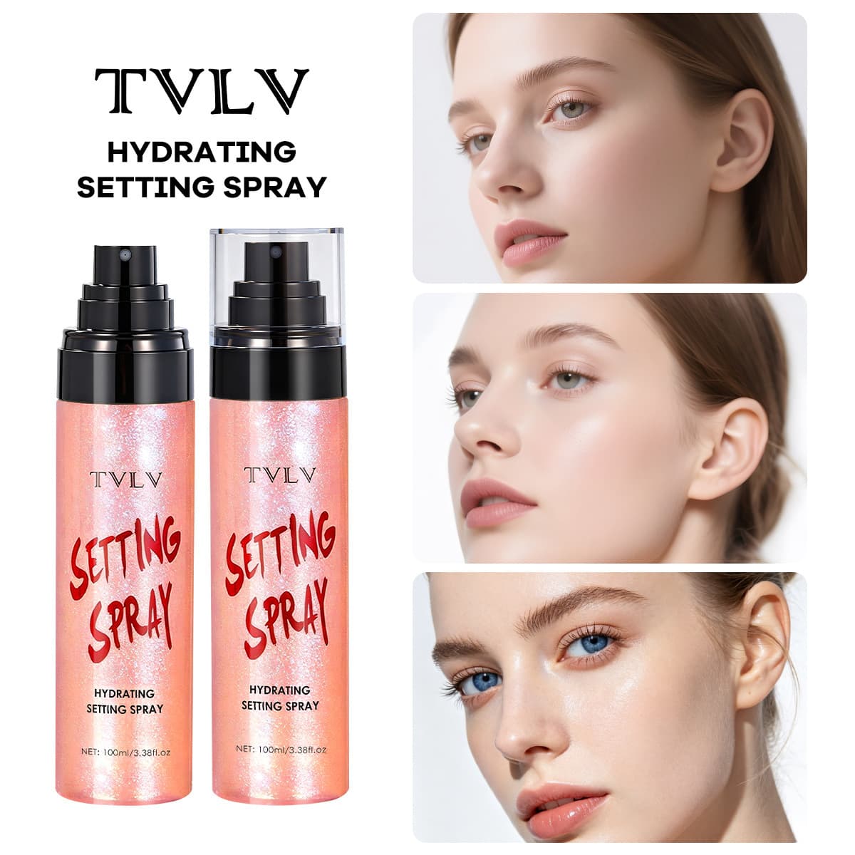 CPSR version of cross-border TVLV makeup setting spray, long-lasting makeup setting spray with hydrating matte finish and fine shimmer.