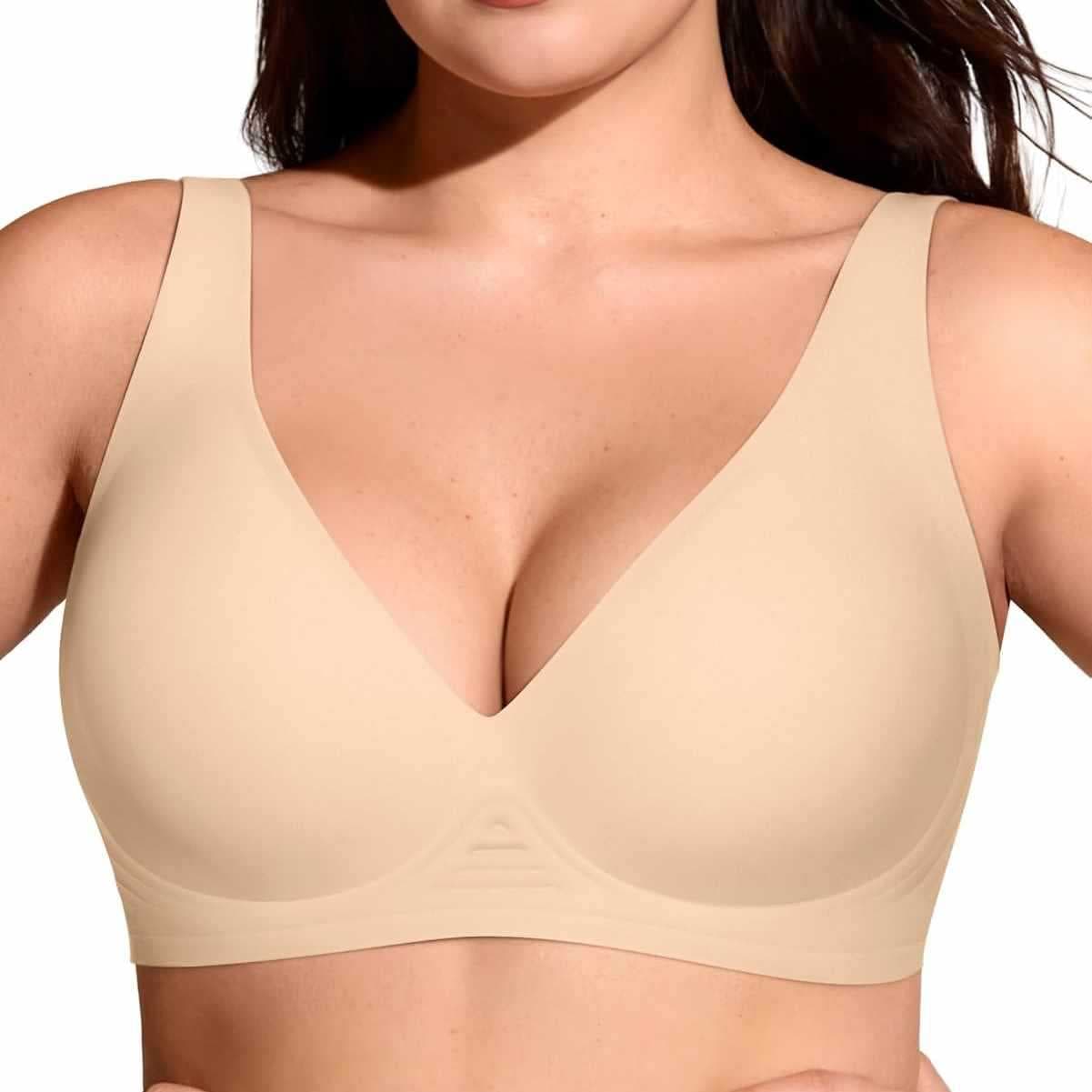 OEAK Women's Deep V Bras Wireless Comfortable Bra Supportive