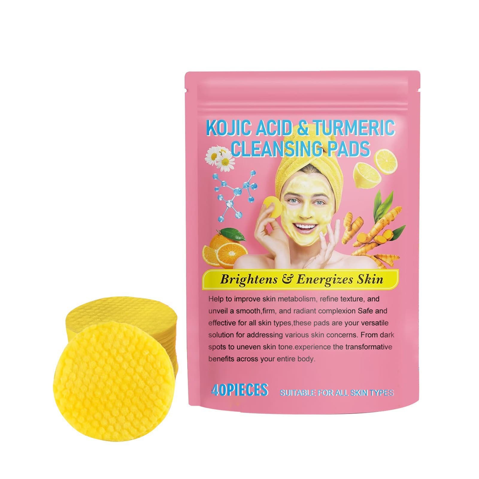 Kojic Acid Turmeric Cleansing Pads for Cleansing and Exfoliating