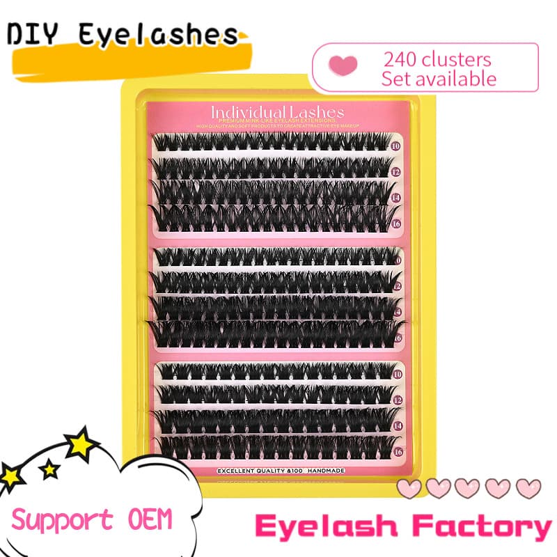DIY Segmented Pink Eyelash Book Large Capacity 30D-100D