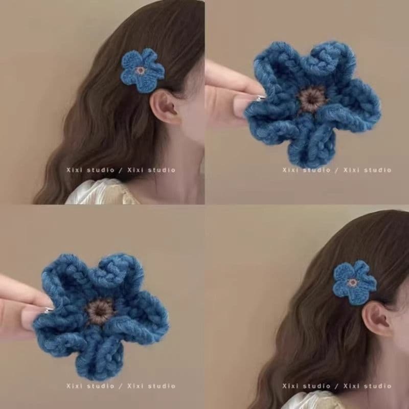 Autumn/Winter Knitted Wool Flower Side Clip 2025 New High-End Chanel-Style Bangs Hair Clip