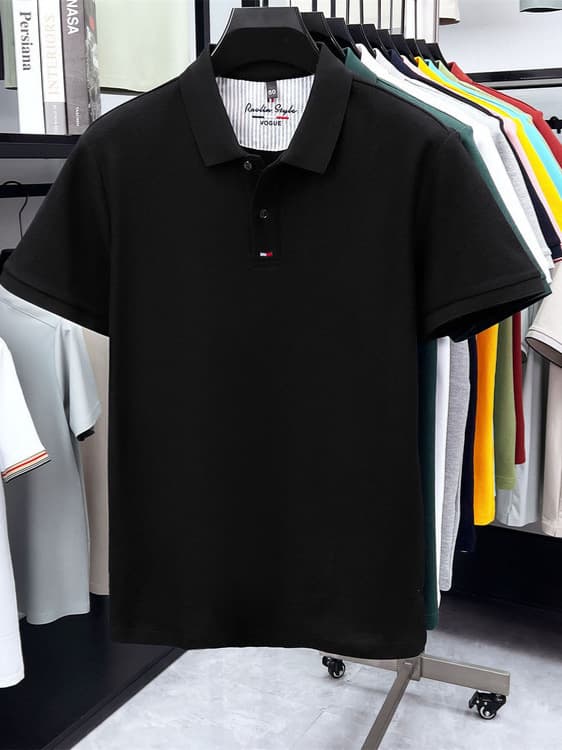 Tommy Ramen Paul Shirt Pure Cotton Short Sleeve Polo Shirt Men's Summer New Business Casual Turn-down Collar Half Sleeve T-Shirt