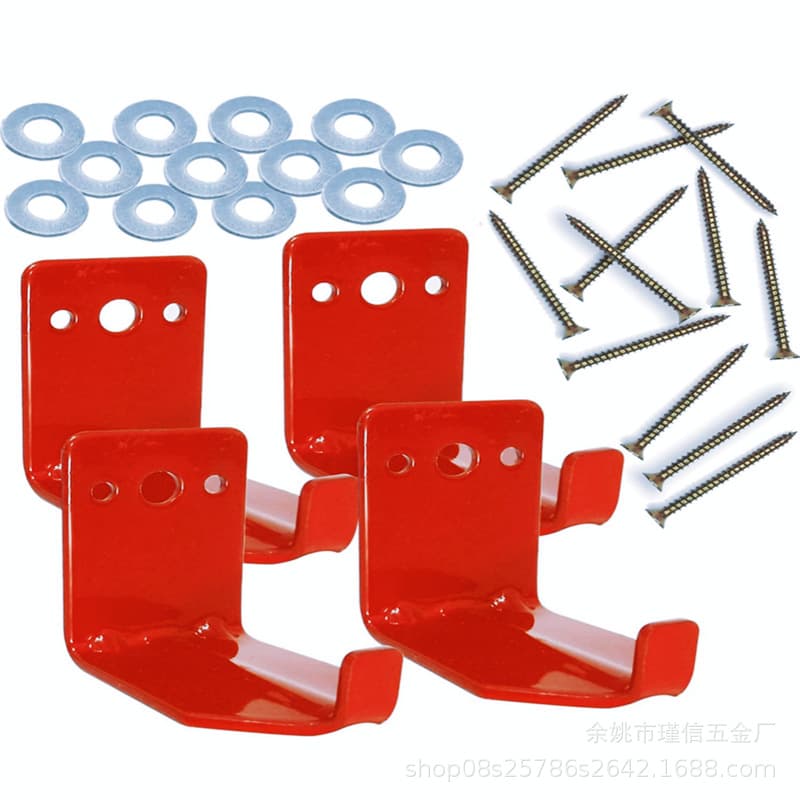 JINXIN Amazon Hot-Selling Carbon Steel Fire Extinguisher Hook 4-Piece Set Bracket 12 Screws Wall Mount Red