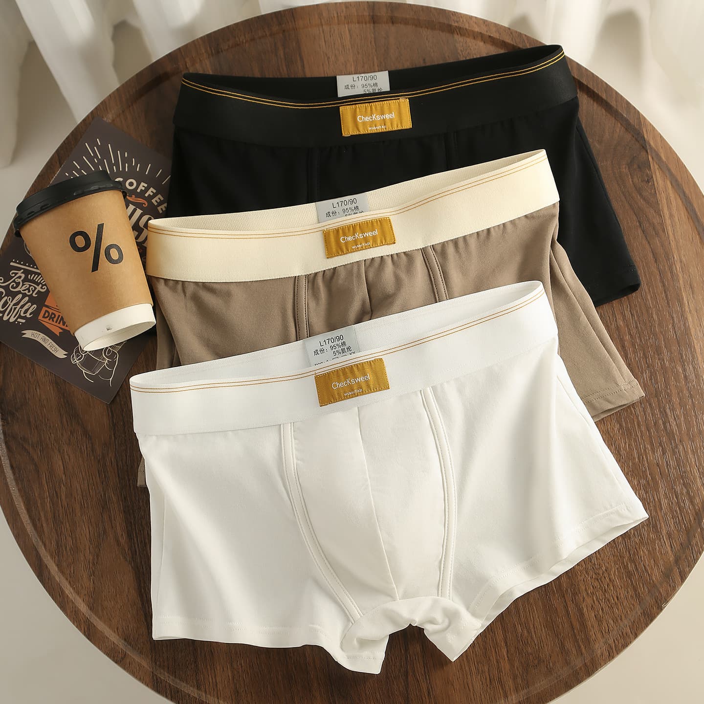1 Pack Men's Cotton Boxer Briefs Winter Comfortable Breathable Teen Student Simple Shorts