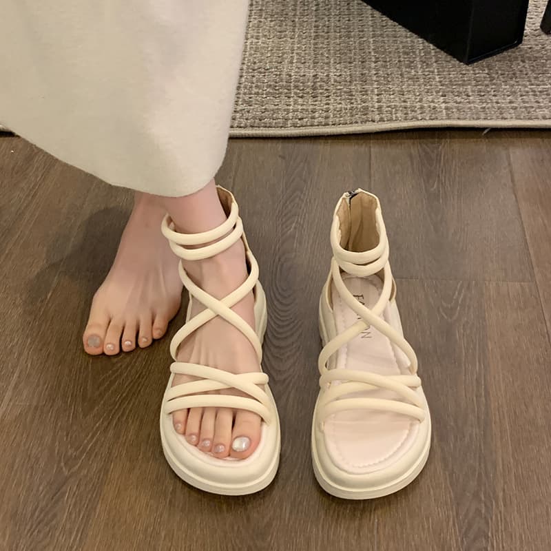 Thick-soled Sandals for Women 2026 Summer New Fashion Versatile Design Sense Niche Temperament One-strap Roman Sandals