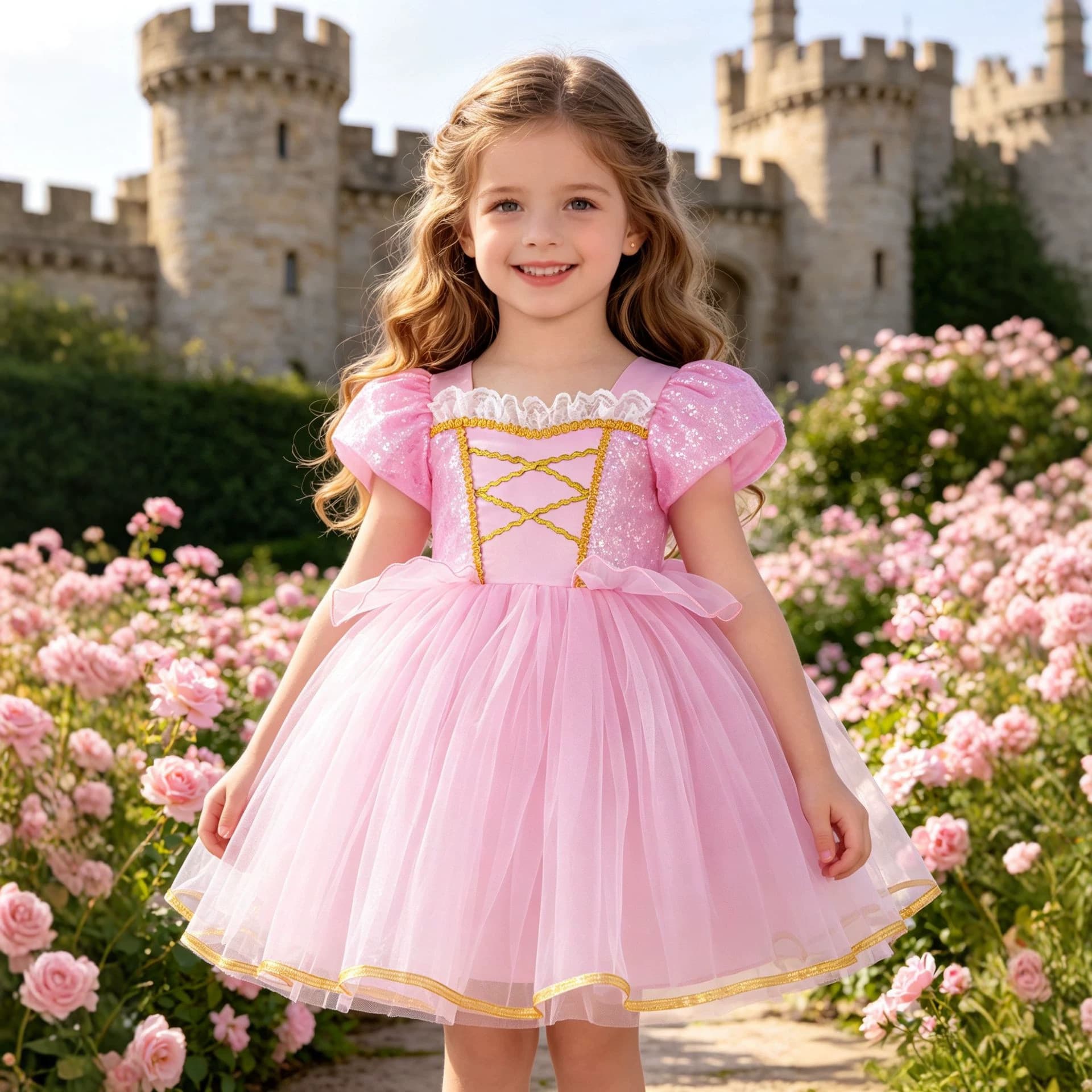 Cross-border girls Sophia princess dress children's Rapunzel dress girls birthday party puffy mesh dress