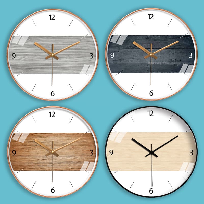 [8 inches 20CM] Nordic Silent Clock Simple Modern Clock Wall Clock Wood Grain Fashion Creative Wall Watch