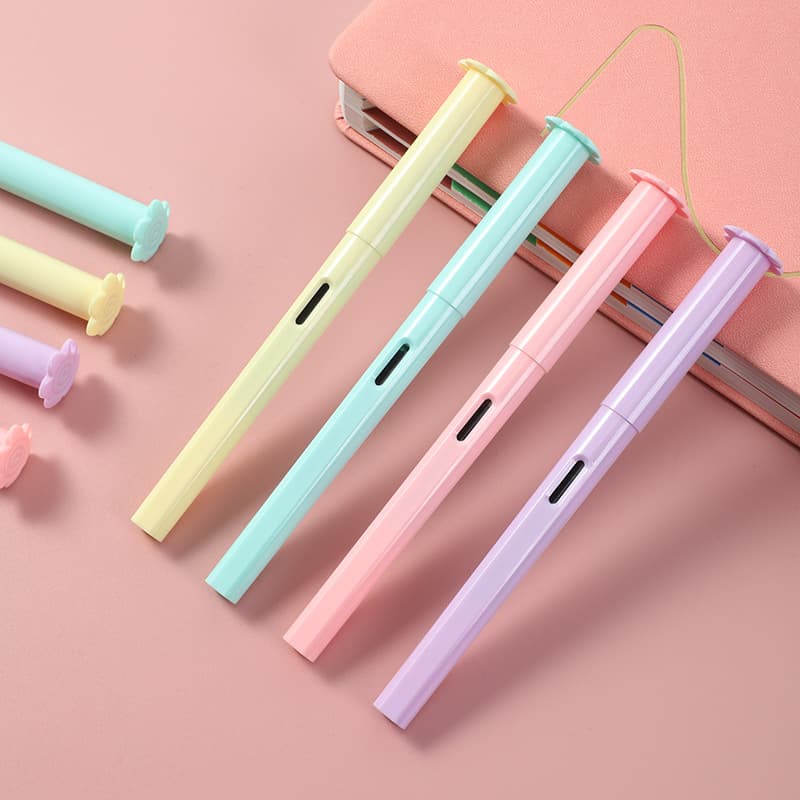 Macaron color primary school student's calligraphy writing pen with replaceable ink bag EF bright tip 0.38mm pen wholesale