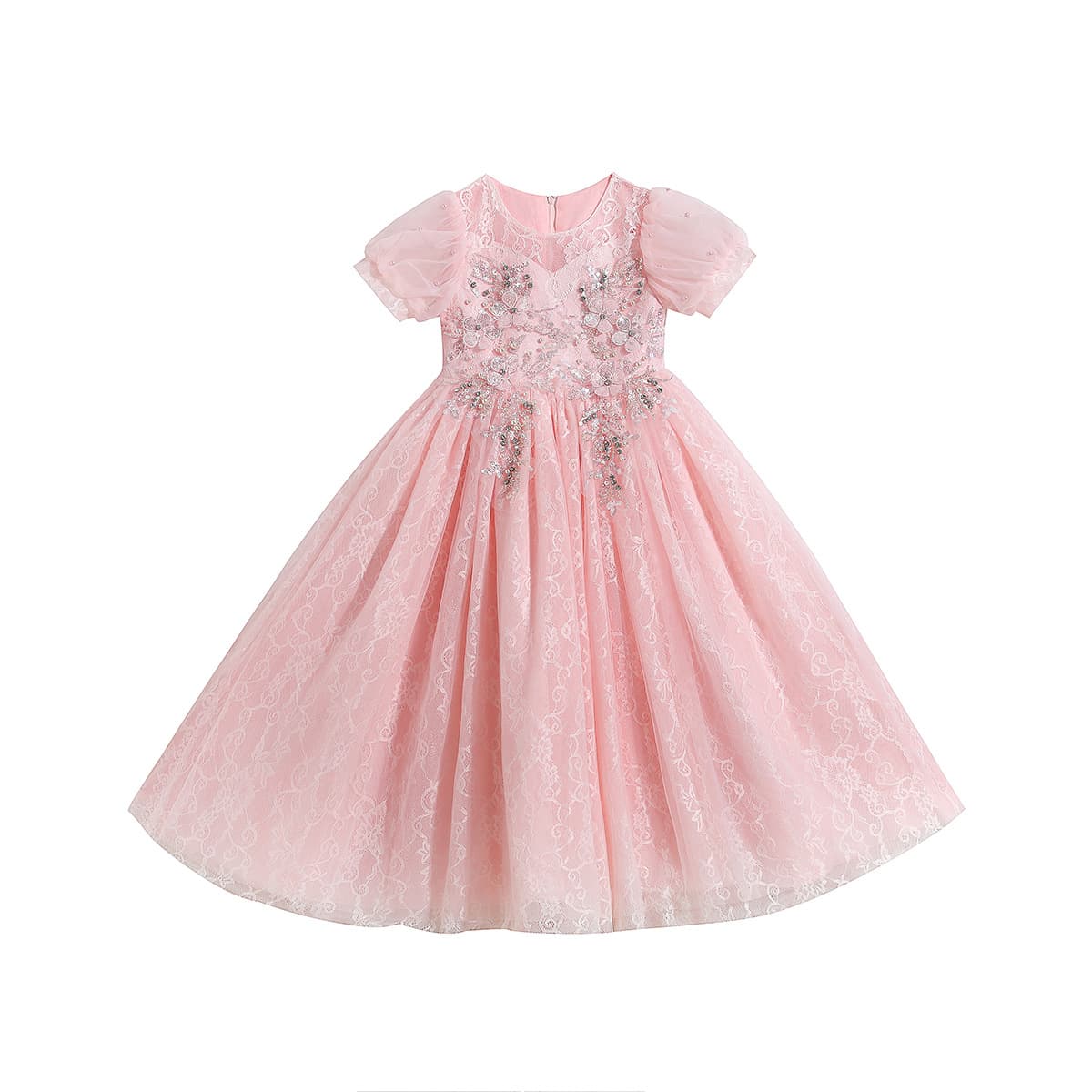 European and American Women's and Children's Birthday Princess Flower Girl Runway Performance Amazon Tulle Lace Puffy Dress