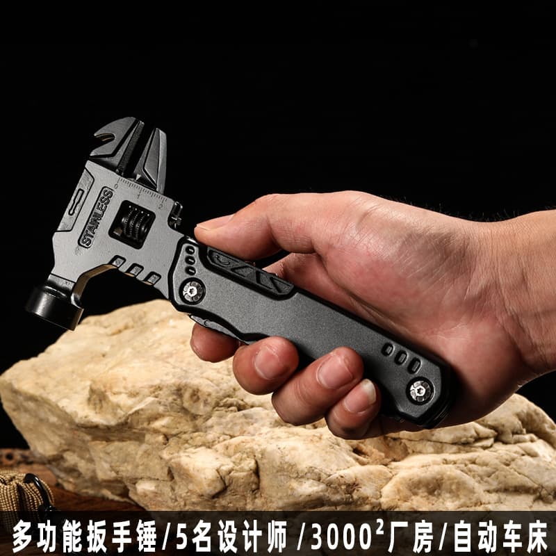 Outdoor Folding Wrench Pliers Black Multifunctional Adjustable Combination Universal Tool EDC Black Anodized Aluminum Alloy Handle