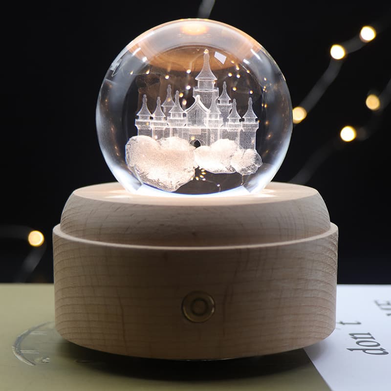Light luxury night light birthday gift wedding creative crystal night light touch warm light switch music box crystal ball
