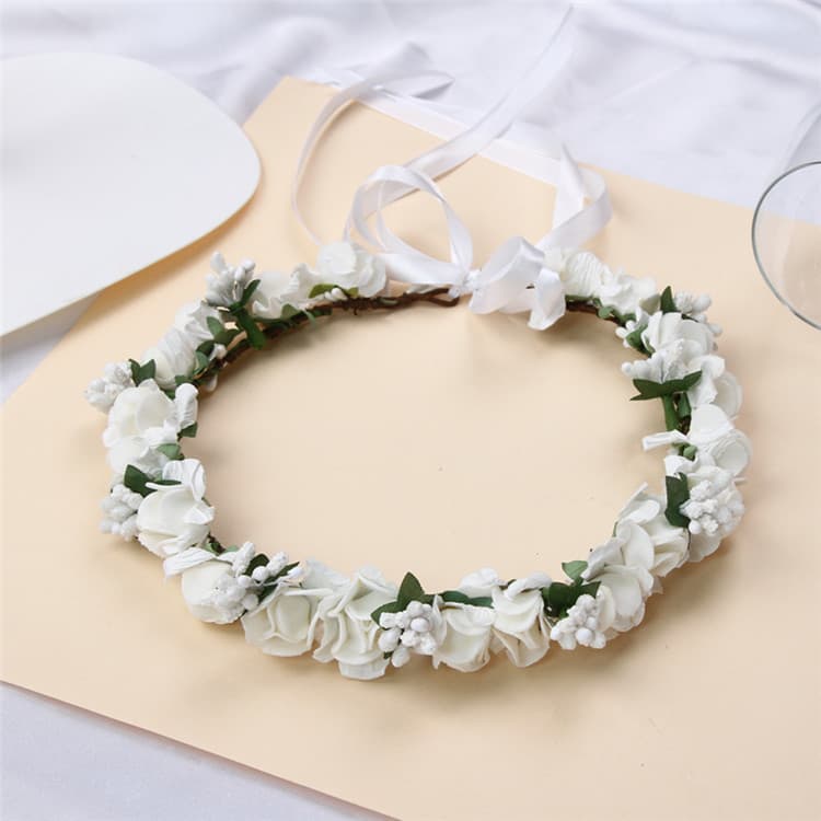 Korean Style Strawberry Headband Flower Crown Tiara for Bride Bridesmaid Wedding Dress Photoshoot Headpiece Beach Photography Prop