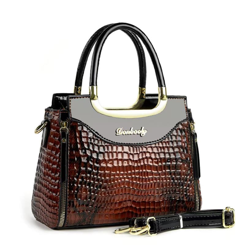 High-looking classic stitching contrasting crocodile pattern patent leather handbag 2026 new style high-end commuter daily ladies